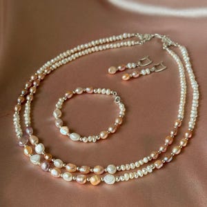 Delicate Bridal Seed Bead Choker, Wedding Pearl Necklace, Classic Pearl Earrings for Bride, Dainty Necklace, Jewerly Christmas Gift