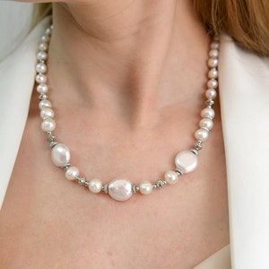 Pearl necklace, Vintage necklace, Dainty Necklace, Real pearl necklace, Handmade necklace, Fresh water pearl, Anniversary women gifts
