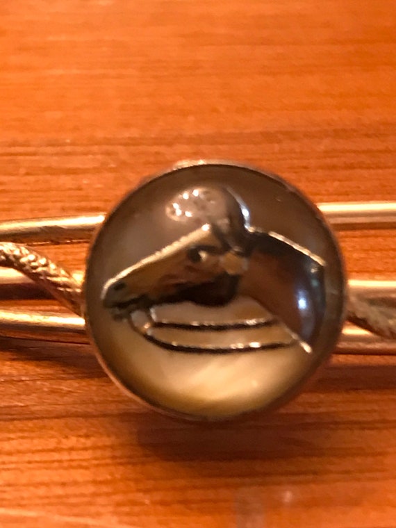 Vintage Riding Horse and Bull whip Tie clip 1940’… - image 2