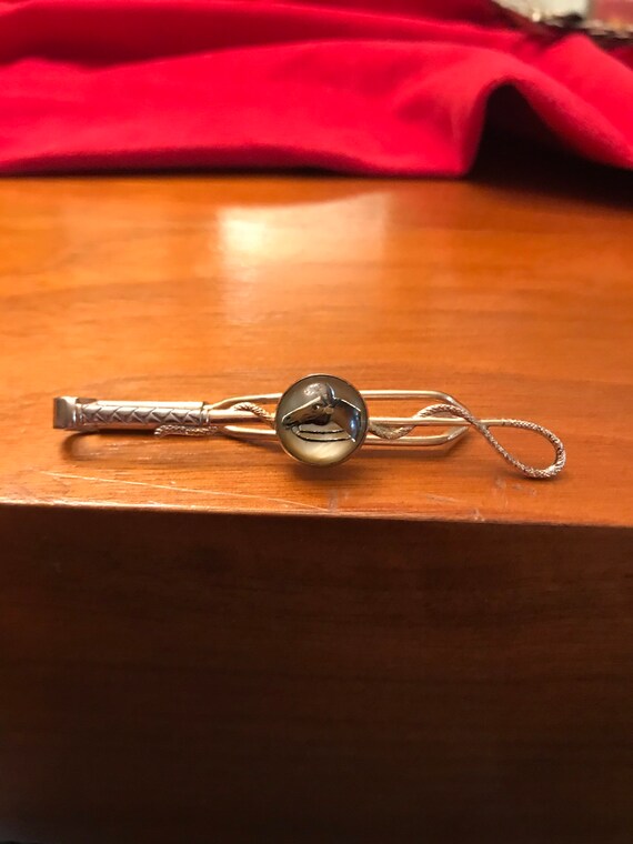 Vintage Riding Horse and Bull whip Tie clip 1940’… - image 5