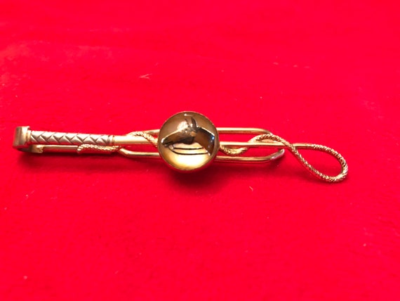 Vintage Riding Horse and Bull whip Tie clip 1940’… - image 3