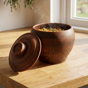 Clay Pot with Lid: Oven Safe Ceramic Cooking Pot, Large Casserole Dish for Baking