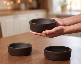 Ceramic Bowls Set: Handmade Deep Clay Bowls for Baking, Desserts and Snacks, Brown Pottery