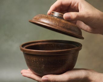 Bol en céramique avec couvercle Pot de cuisson Pottery Clay Décoration de cuisine Ustensiles de cuisson Cuisson Batterie Casserole
