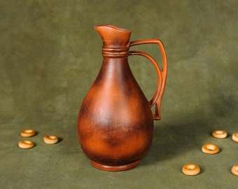 Ceramic Jug Clay Vessel for Wine Water Juice Milk Vodka Handcrafted Pitcher Jar Ewer Jugful