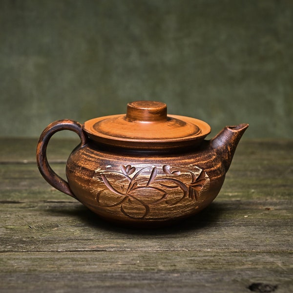 Clay Teapot Handmade Pottery Home Decor Unique Gift Kettle for Tea Ceremony Tea Handmade Clay Kettle