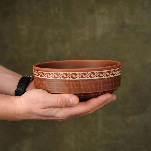 Ceramic Bowl Handmade Earthenware Clay Bowl Rustic Stoneware Soup Tureen Terracotta Dish Red Clay Plate Brown Plate ECO Pottery Home Decor