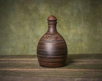 Clay water bottle ceramic amphora engraved pitcher healthy gift kitchen decor alternative to plastic bottles