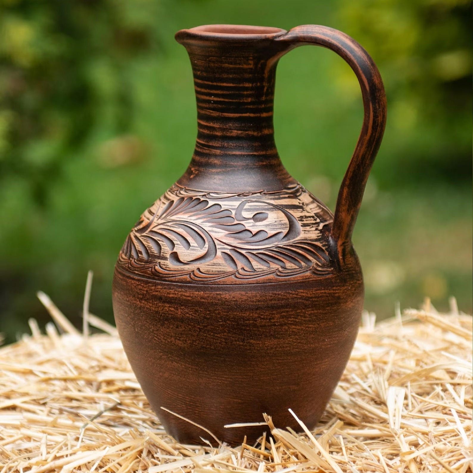 Clay Pitcher & Goblets