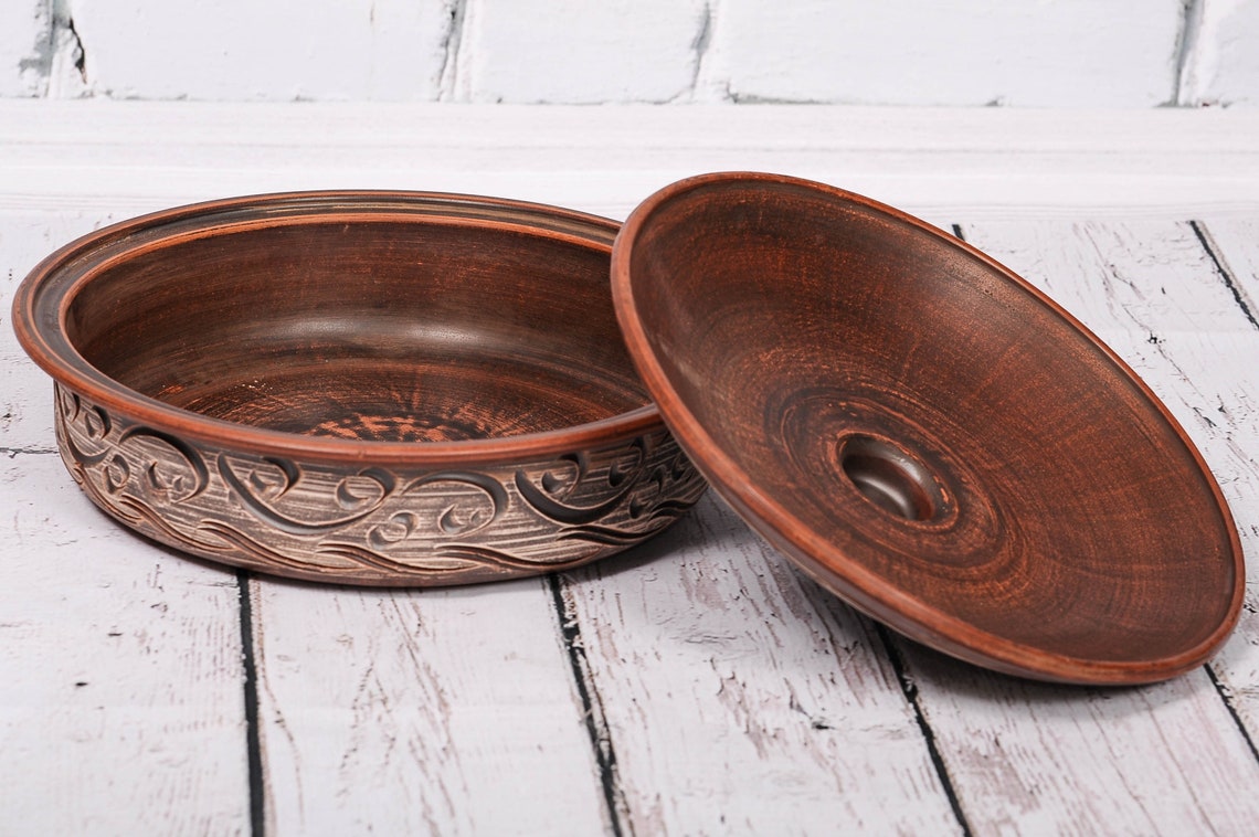 Handmade Clay Cooking Pot Frying Pan Organic Ceramics Baking Etsy Canada