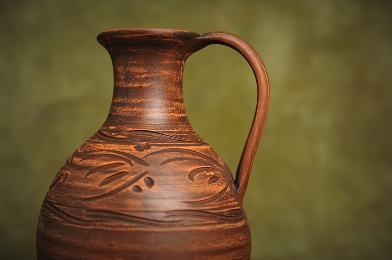 Handcrafted Ceramic Jug Clay Pitcher Handmade Jar for Wine, Water, Juice, Milk, Vodka 1800 ml 60 fl.oz image 9