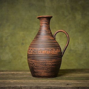 Big ceramic pitcher clay vessel water jug wine gifts jugful handmade ceramics Ukrainian pottery