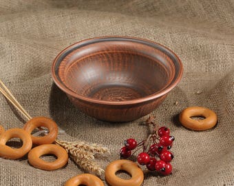 Bowl of clay, tureen, dish, Plate of red clay, dish, brown plate, Pottery, ceramic, handmade