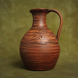 Handcrafted Ceramic Jug Clay Pitcher Handmade Jar for Wine, Water, Juice, Milk, Vodka 1800 ml 60 fl.oz image 3