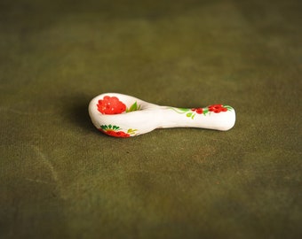 Hand Painted Small Spoon Ceramic Unique Pottery Spoon Kitchen Gift Utensils Decor Dinnerware