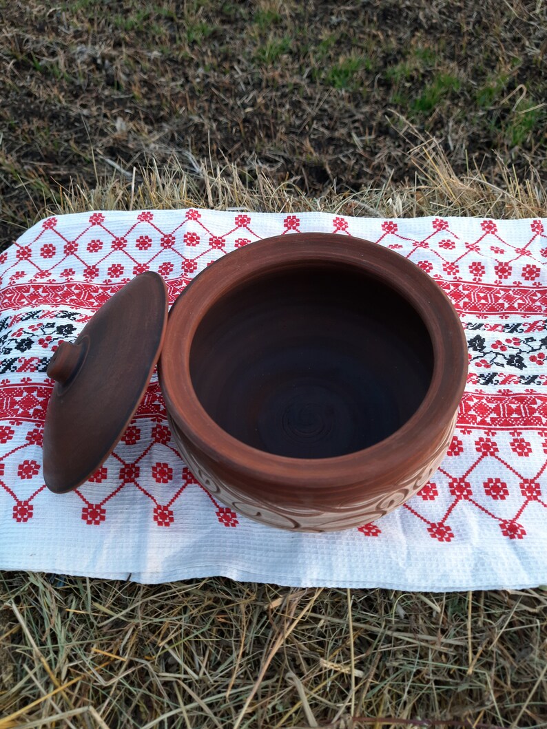 Handmade Clay Baking Pot With Lid Pottery Dutch Oven Clay Pot Etsy