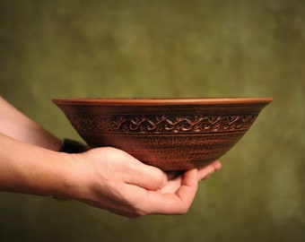 Ceramic Bowl Clay Tureen Dish Plate of Red Clay Brown Plate Pottery Ceramic handmade 2500ml