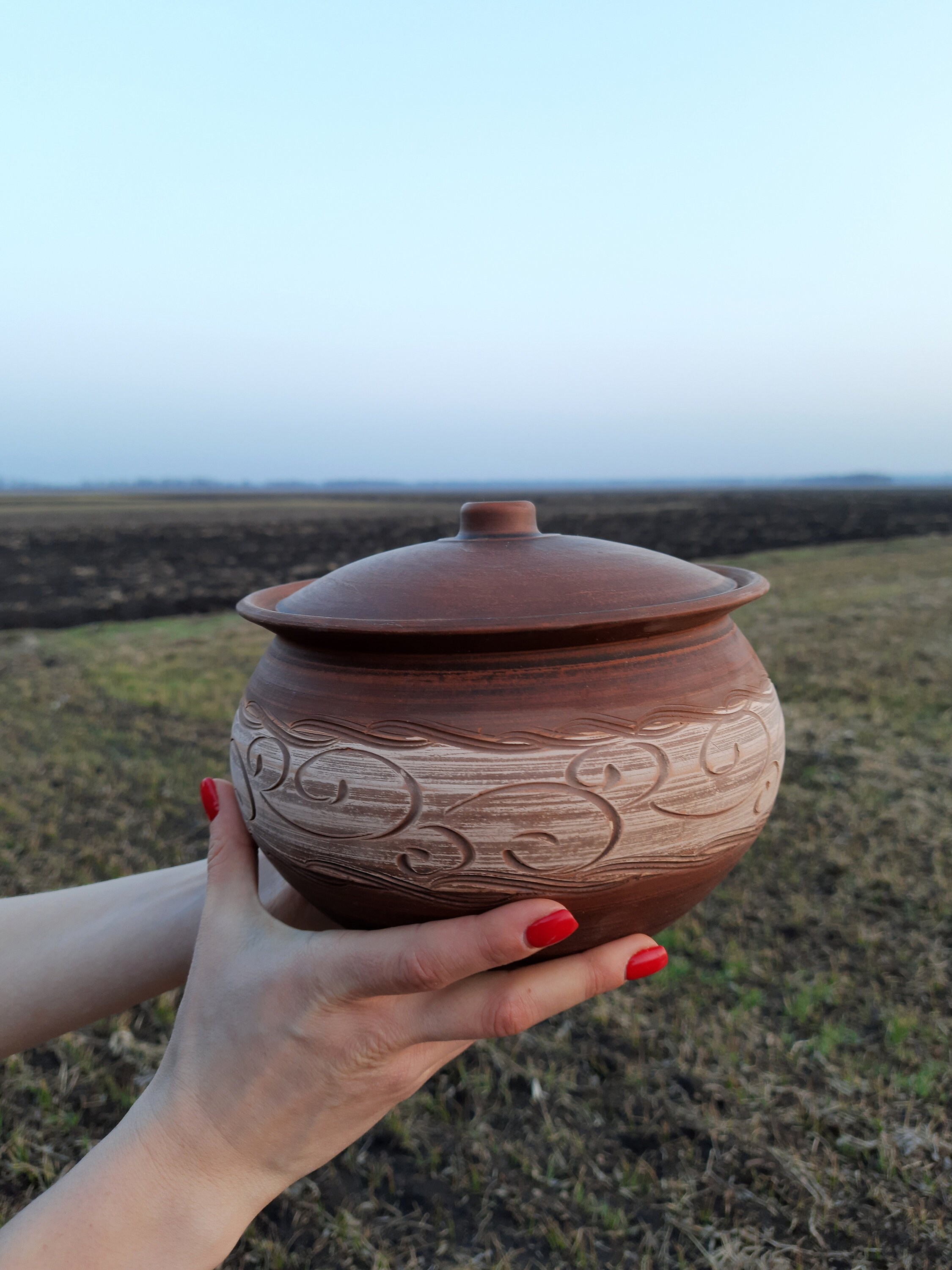 Handmade Clay Baking Pot with lid Pottery Dutch oven Clay Pot Etsy