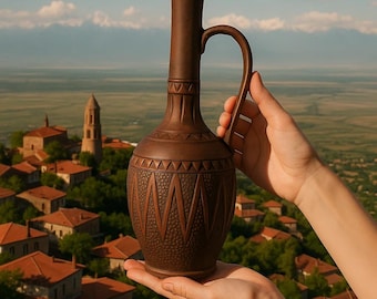 Ceramic Pitcher Jug: Handmade Rustic Wine Vessel for Dining Table Decor