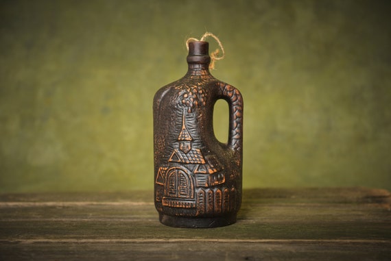 Handmade Ceramic Amphora Vase: Medieval Decor Water Bottle (56oz)