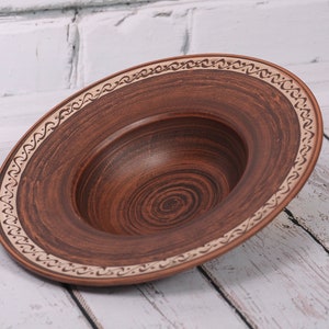 Handmade Ceramic Pasta Bowl: Red Clay Risotto Plate