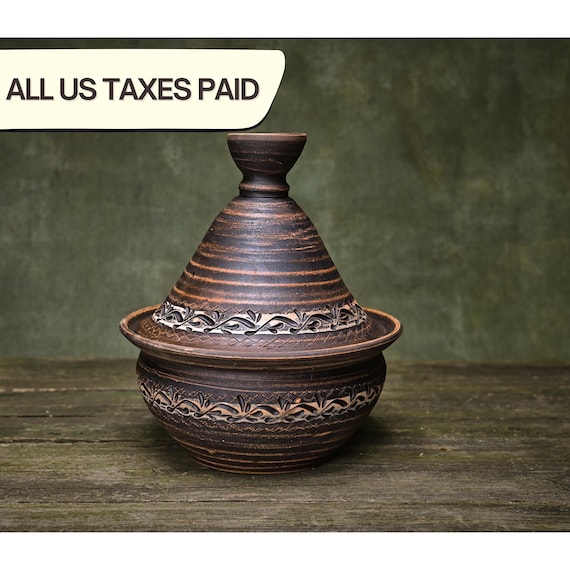 Handmade Ceramic Tagine Pot: Moroccan Cooking Casserole