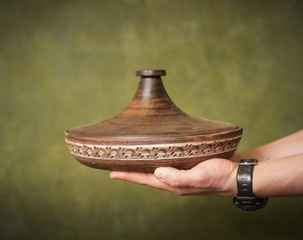 Tajine Marokko großer Keramiktopf mit Deckel Backgeschenk Tonpfanne Steinguttopf