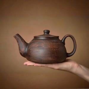 Handmade Teapot: Ceramic Clay Tea Kettle, Rustic Gift for Tea Lovers 34 oz image 2
