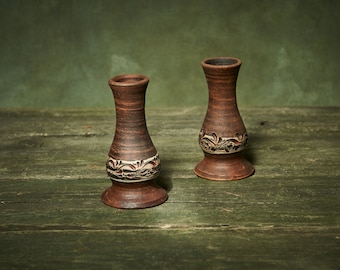 Set of 2 candle holders ceramic candlestick handmade tarot gift Scandinavian design clay candle holder