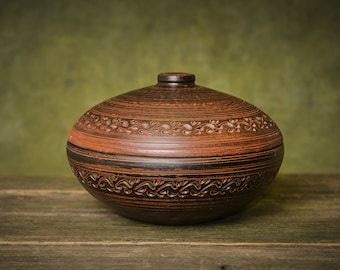 Olla de cerámica para hornear con tapa, olla de arroz de arcilla hecha a mano, horno redondo, olla para pilaf, regalo de cocina