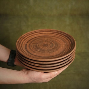 Ton Platte : Handgemachte Runde Keramik Platte, Braune Unglasierte Keramik Speiseteller