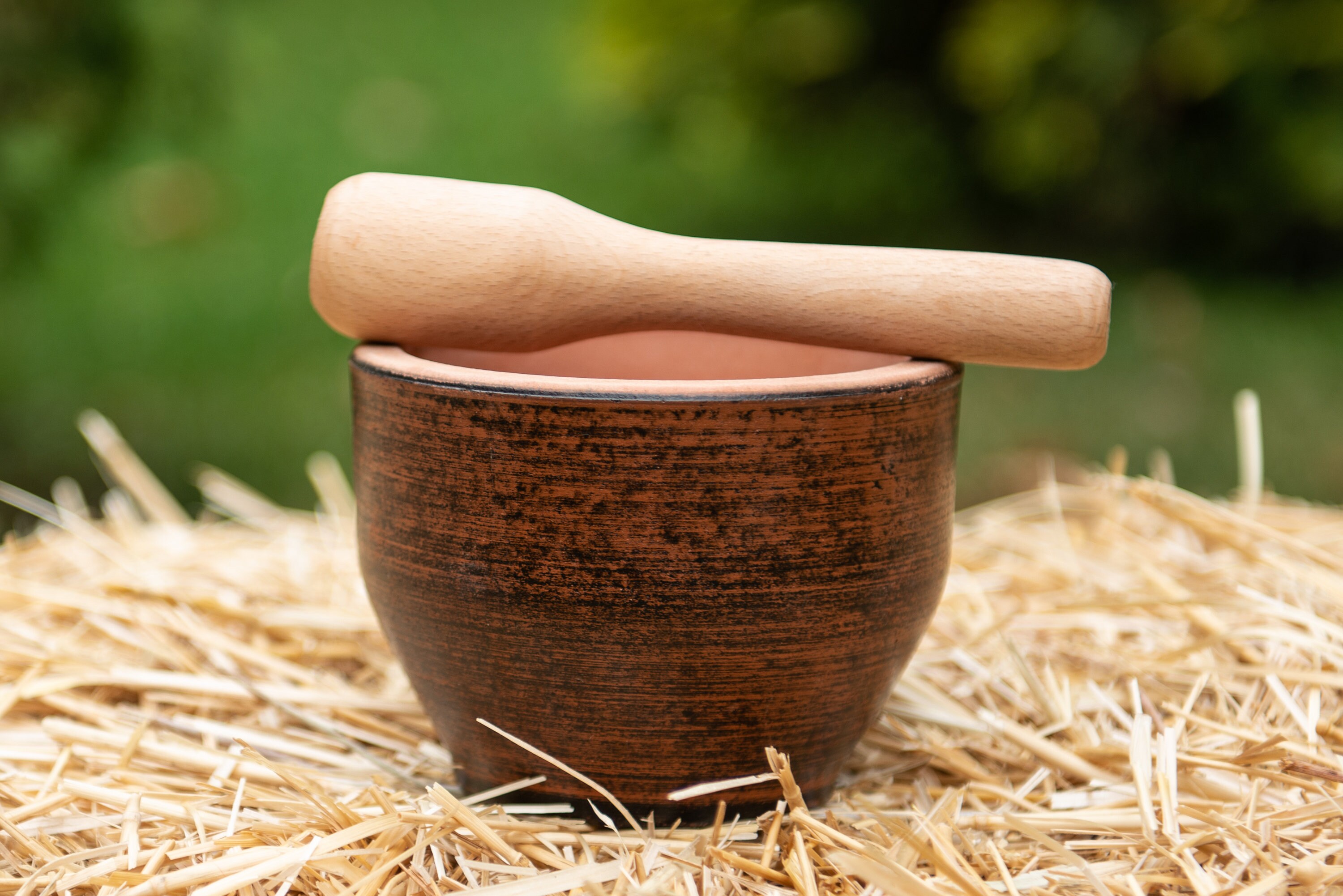Handmade Clay Mortar with Wood Pestle Unglazed Eco Pottery Etsy
