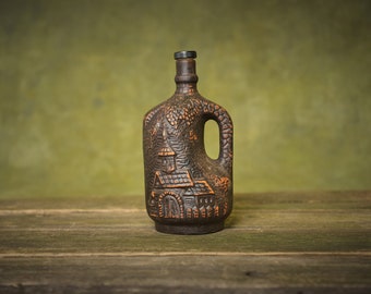 Small ceramic bottle clay jug with cork gift for dad wedding favours country house decor