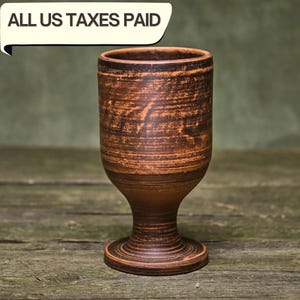 Handmade Ceramic Wine Goblet: Rustic Clay Stemware