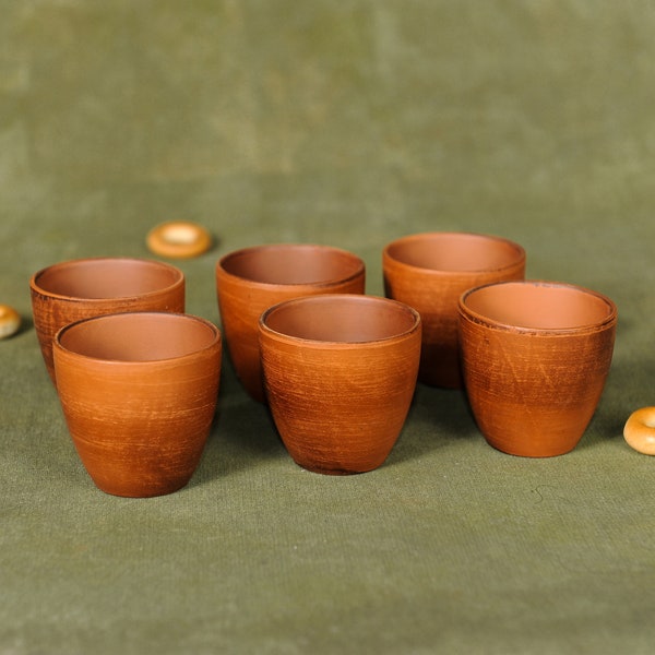 Set of 6 Ceramic Shot Glasses Clay Glass Wine-Glasses Stemware Wineglass Handmade Wedding Shot Glasses 2 oz 60 ml 0.1 pint