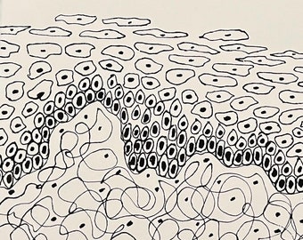 Cell layers, unframed original artwork, ink drawing, black and white