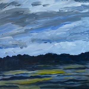 Rocky mountains, framed oil painting, original artwork