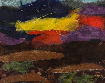 Sunset, collage, mixed media, unframed artwork