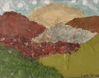 Mountains, collage, mixed media, unframed artwork