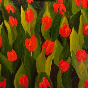 Amsterdam tulips, unframed oil painting, original artwork