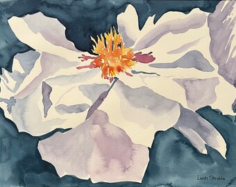 Peony, watercolor, original artwork