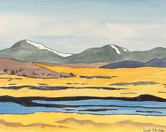 A View in Iceland, unframed watercolor painting, original artwork