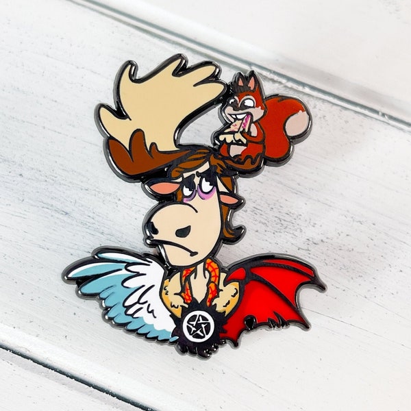 Supernatural Hard Enamel Pin, Sam and Dean Winchester, Moose and Squirrel Crowley, Backpack Pin, Accessories and Jewelry