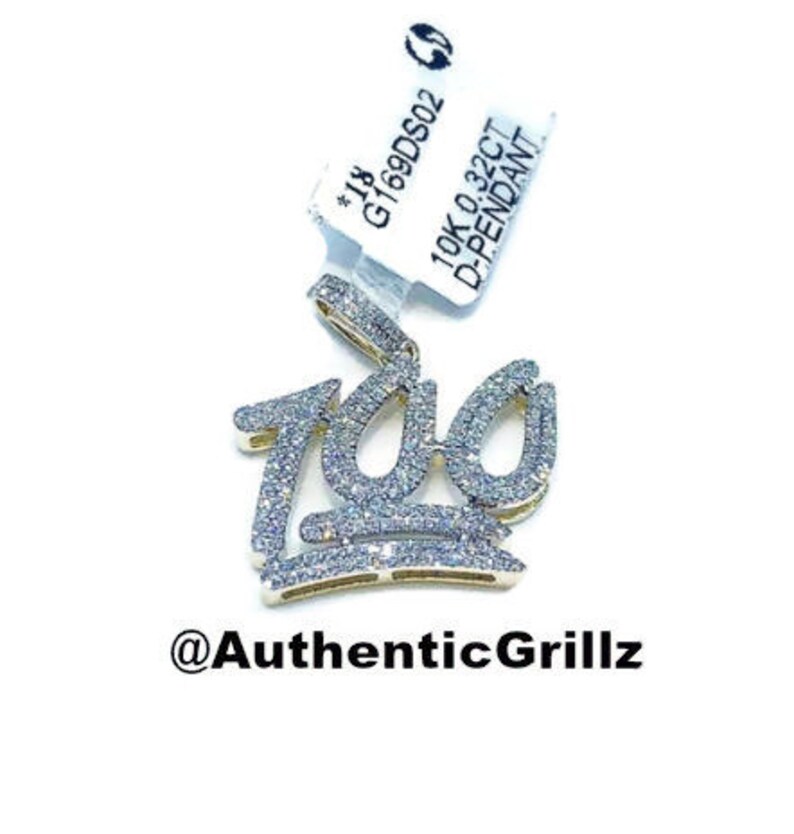 Custom Micro 100 Emoji Natural Diamond Pendant In 10kt Gold