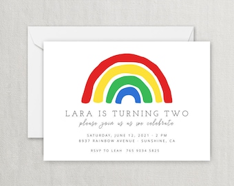 Rainbow Birthday Invitation - Kids Birthday Invite - Instant Editable Digital Download