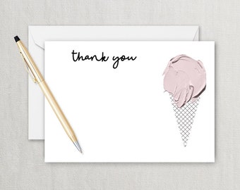 Pink Ice Cream Thank you Card - Instant Editable Digital Download