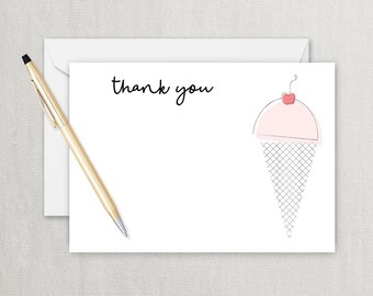 Ice Cream Thank you Card - Ice Cream Birthday Party - Ice Cream Cone Thank you Note - Instant Editable Digital Download