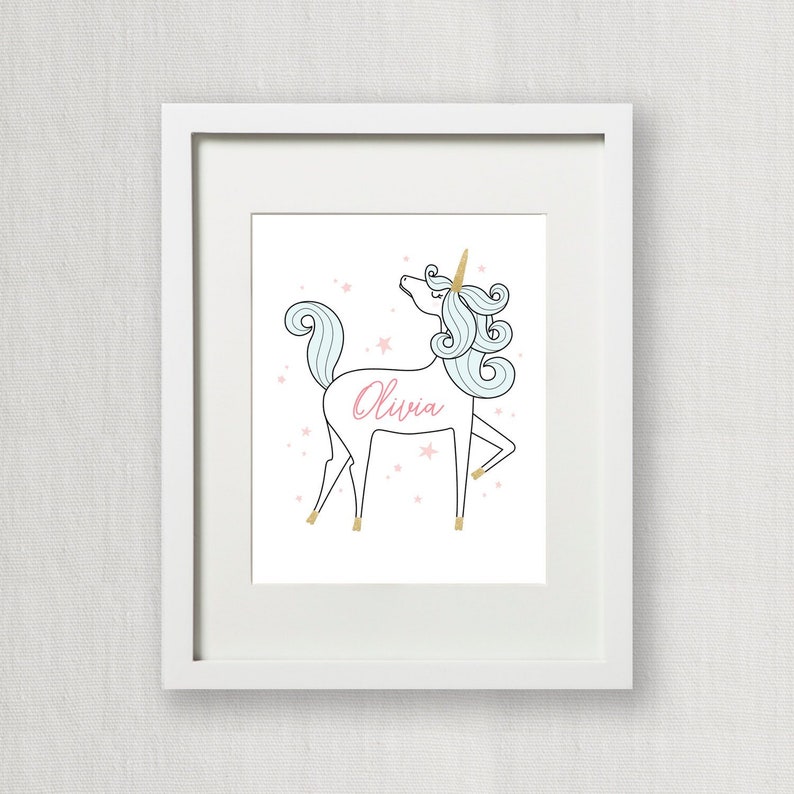 Personalized Unicorn Art Unicorn Wall Art Print Editable Etsy