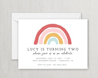 Rainbow Birthday Invitation - Kids Birthday Invite - Instant Editable Digital Download