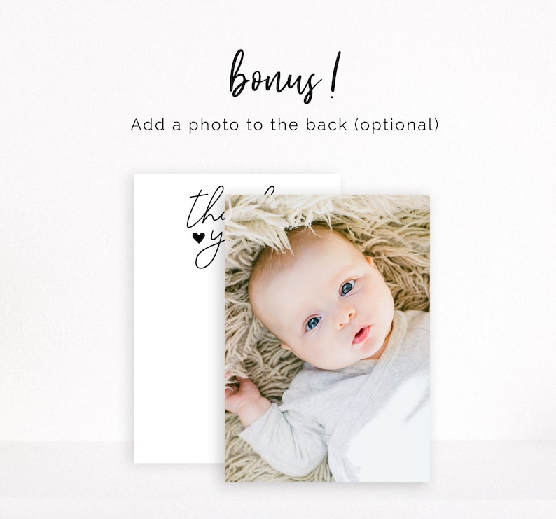 Gender Neutral Thank You Card Hey Baby Shower Thank You Sip and See Thank You Note Instant Digital Download Black and White